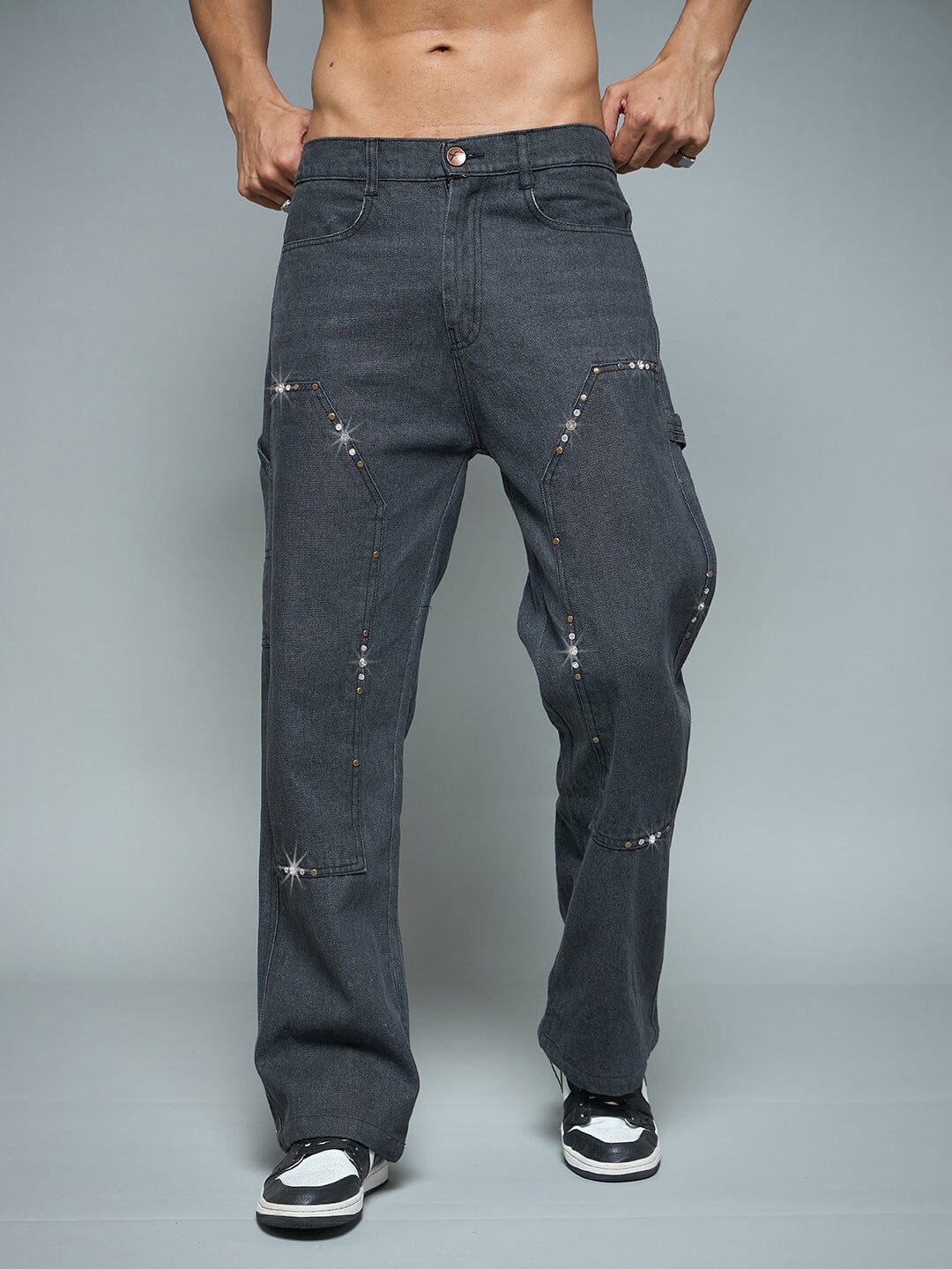 Black Riveted Carpenter Patch Denim