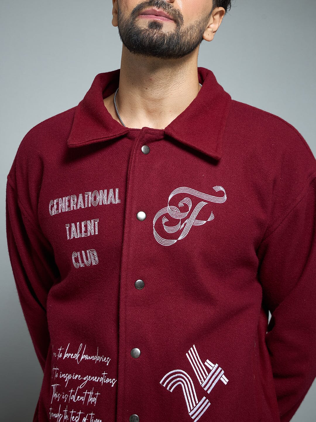 Maroon Generational Talent Varsity Jacket