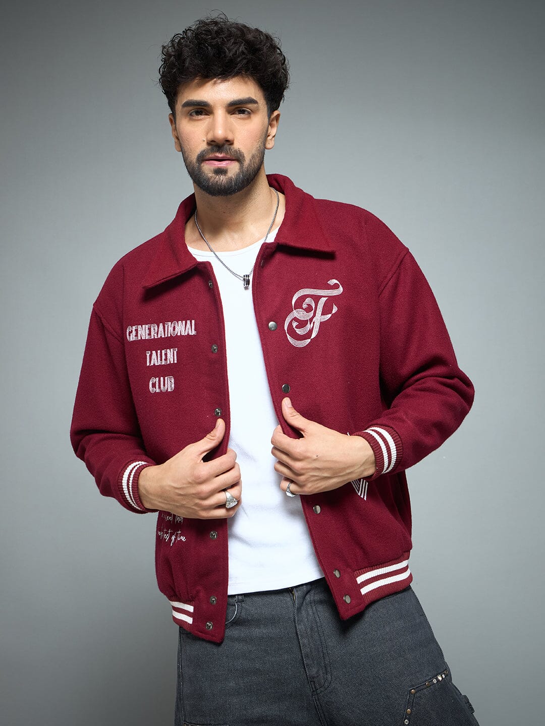 Maroon Generational Talent Varsity Jacket
