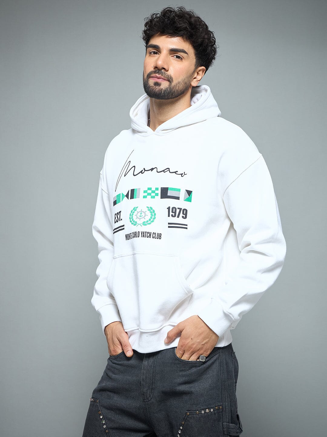 White Monaco Yatch Club Oversized Hoodie