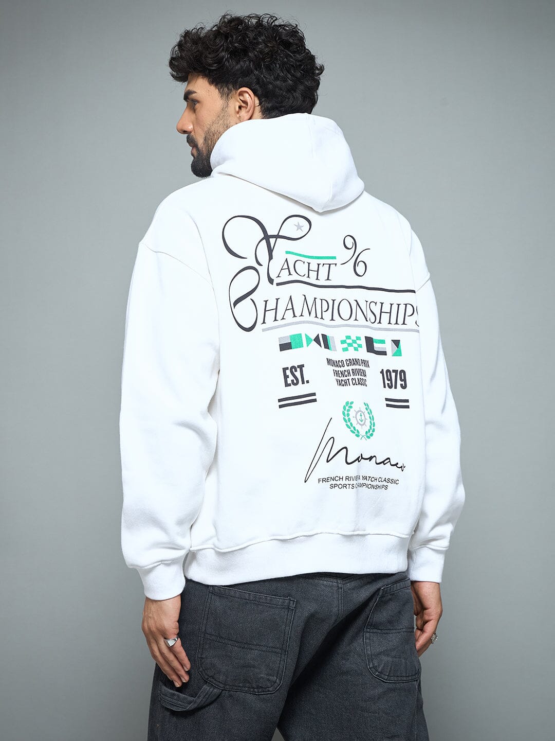 White Monaco Yatch Club Oversized Hoodie