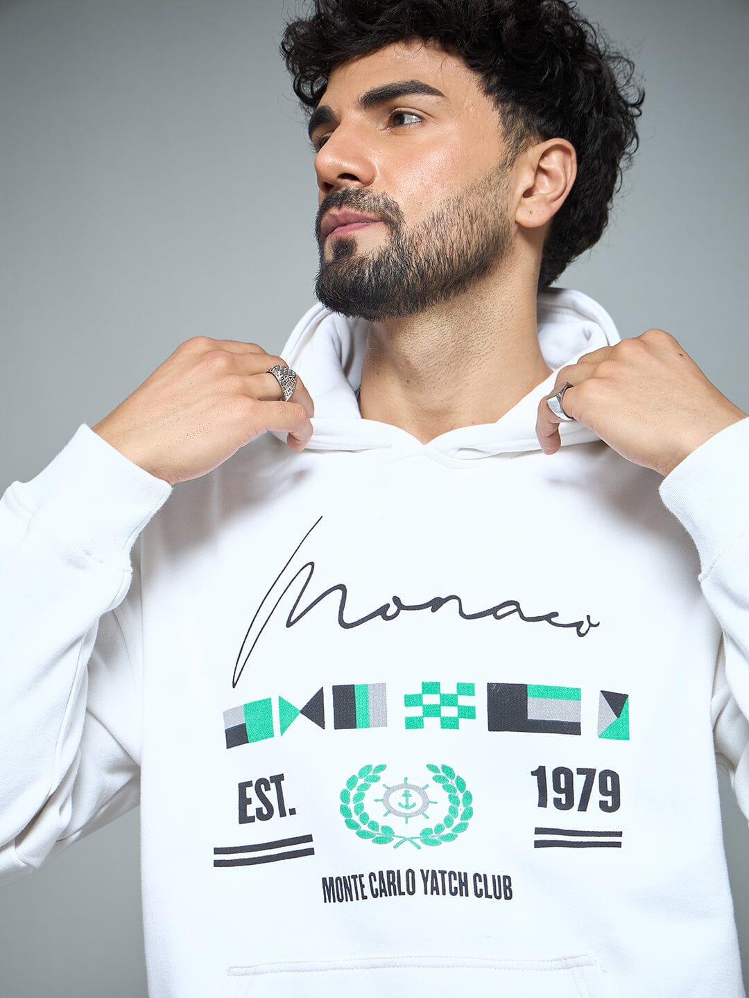 White Monaco Yatch Club Oversized Hoodie