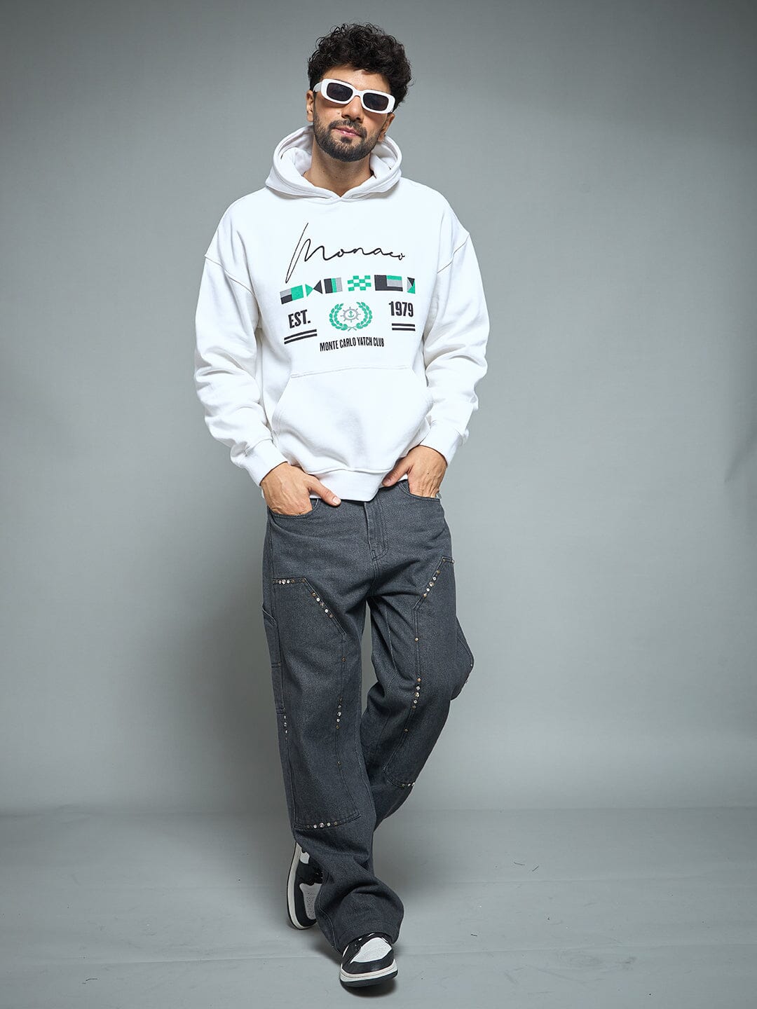 White Monaco Yatch Club Oversized Hoodie