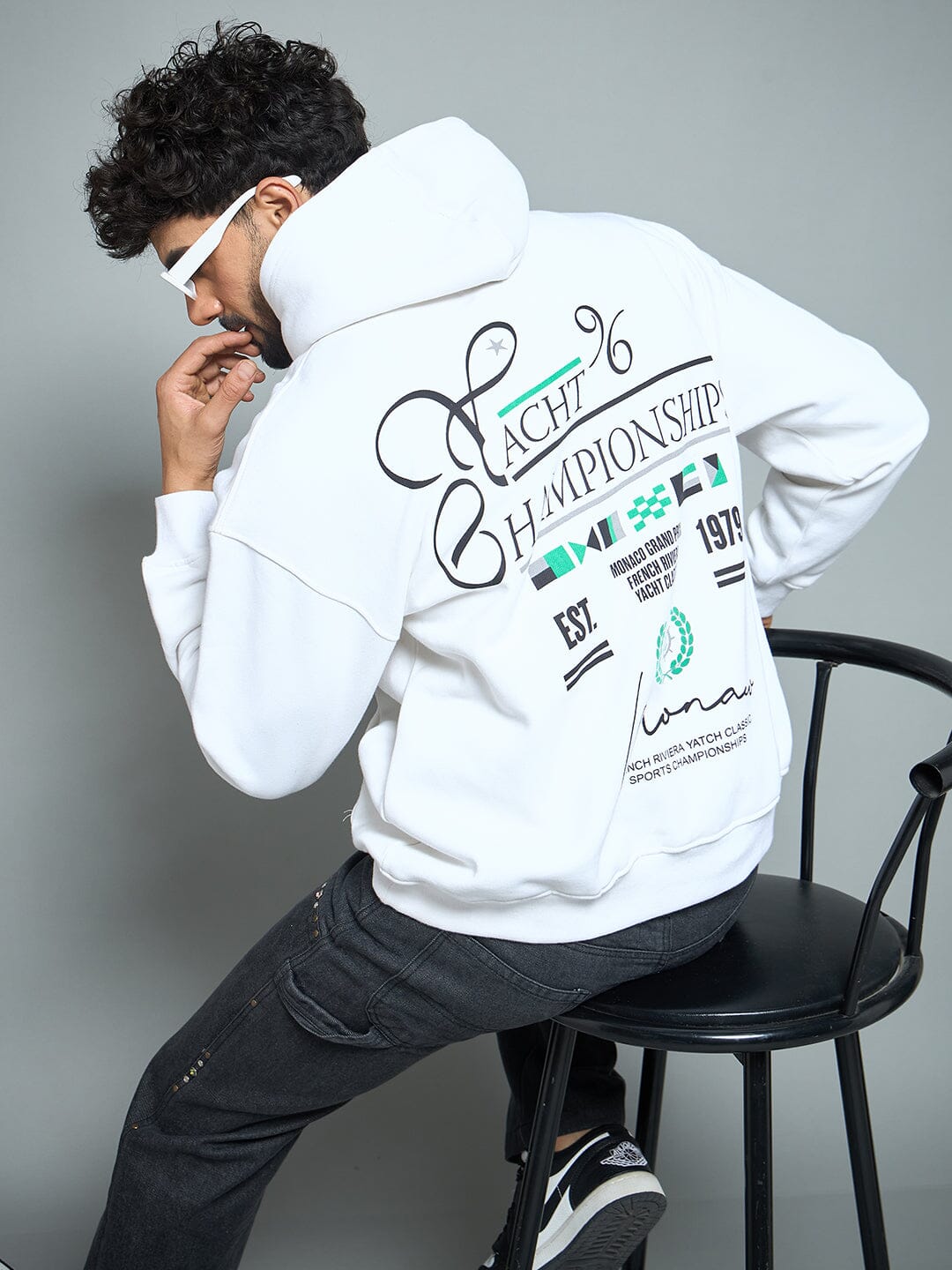 White Monaco Yatch Club Oversized Hoodie