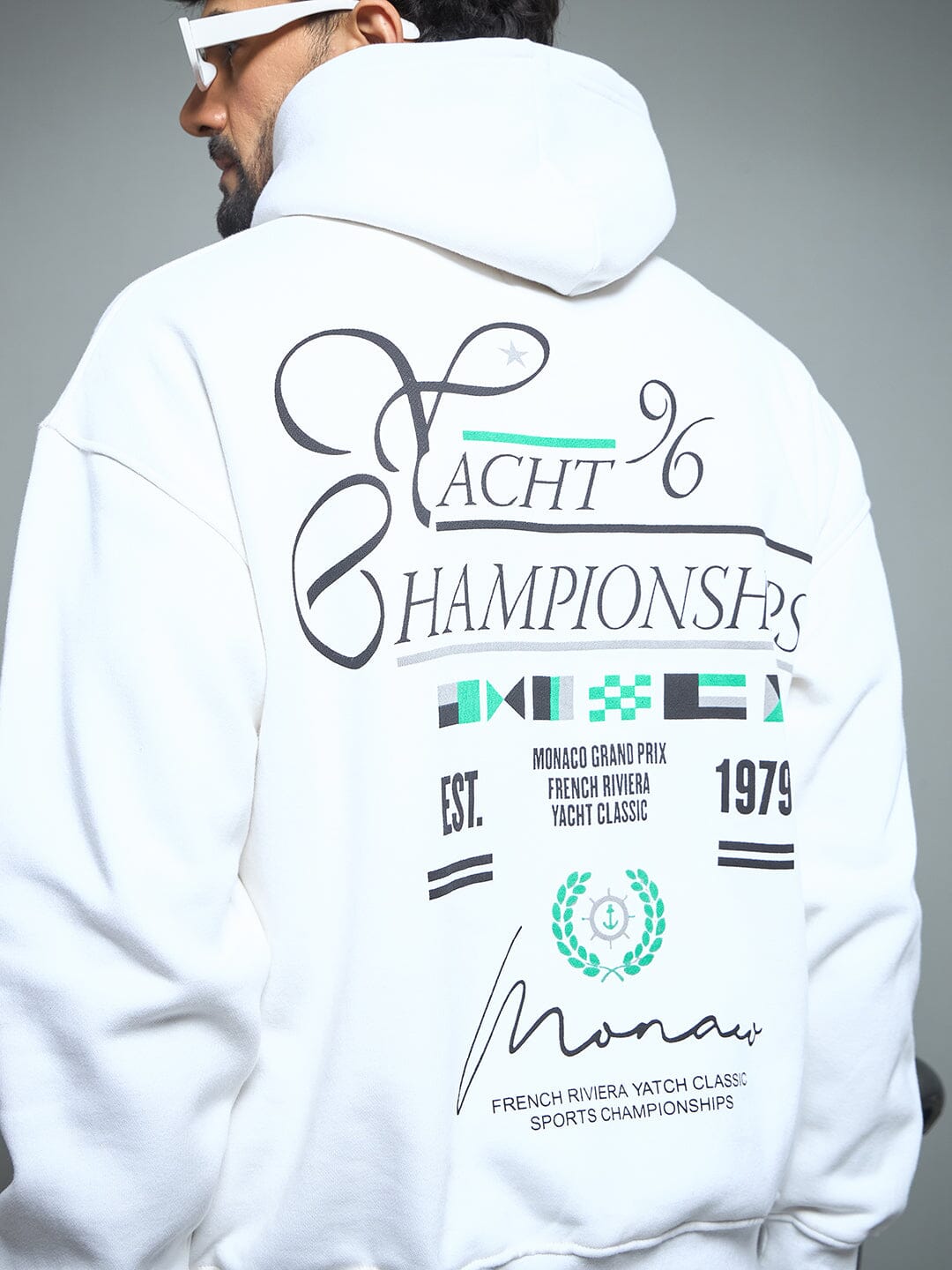 White Monaco Yatch Club Oversized Hoodie