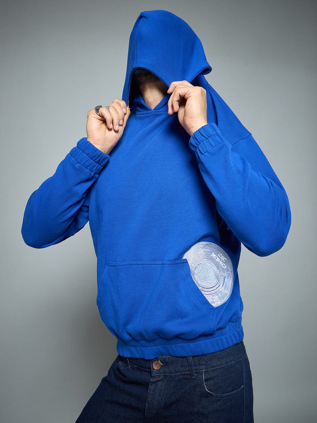 Royal Blue CD Embroidered Hooded Sweatshirt