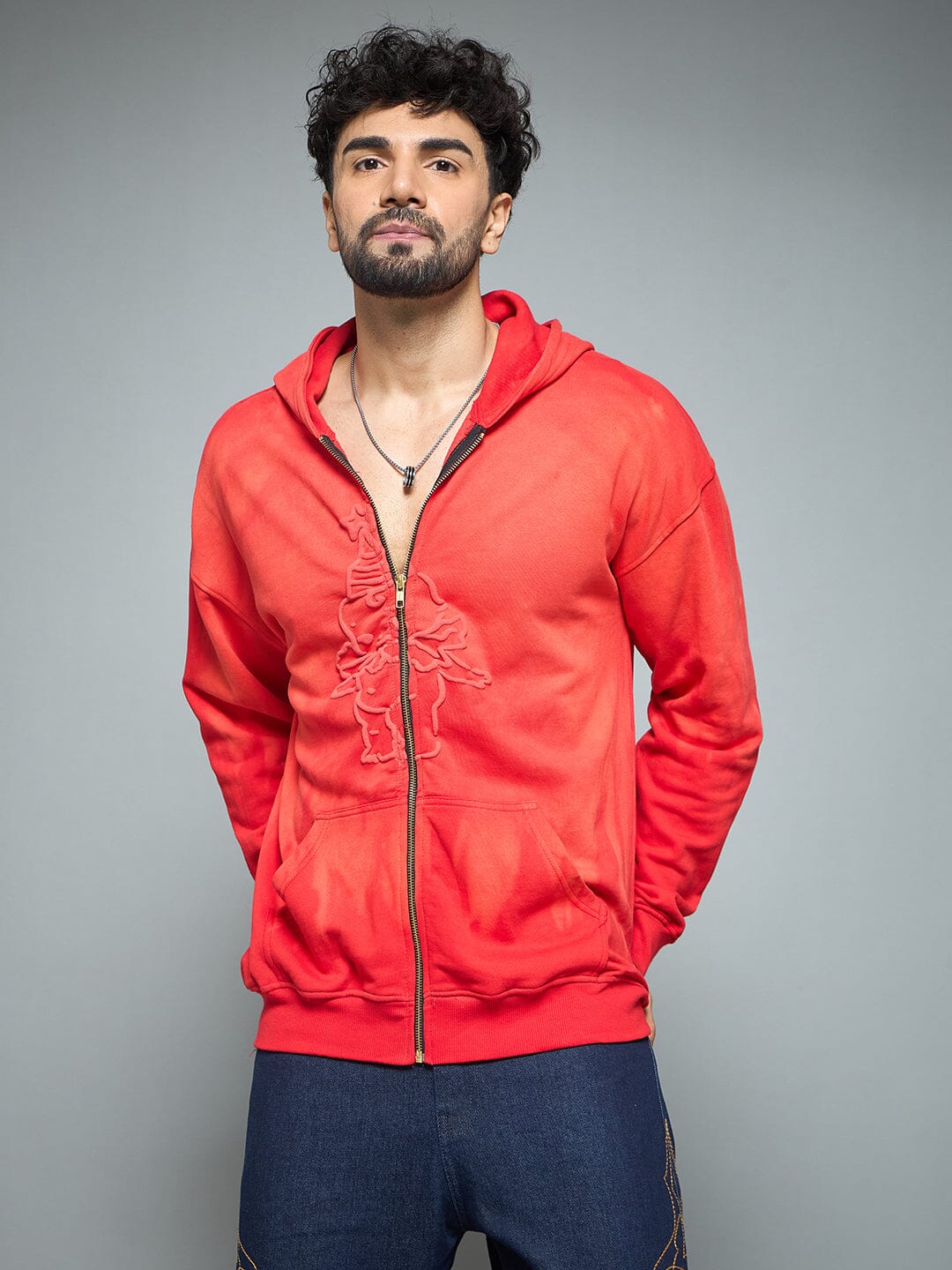 Red Washed Birthday Boy Zipped Hooded Sweatshirt