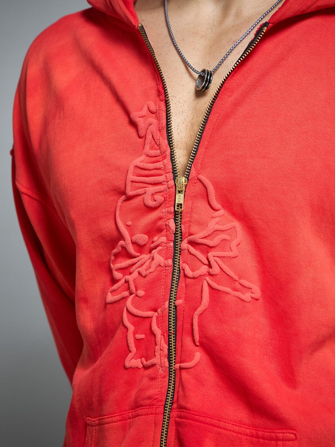 Red Washed Birthday Boy Zipped Hooded Sweatshirt