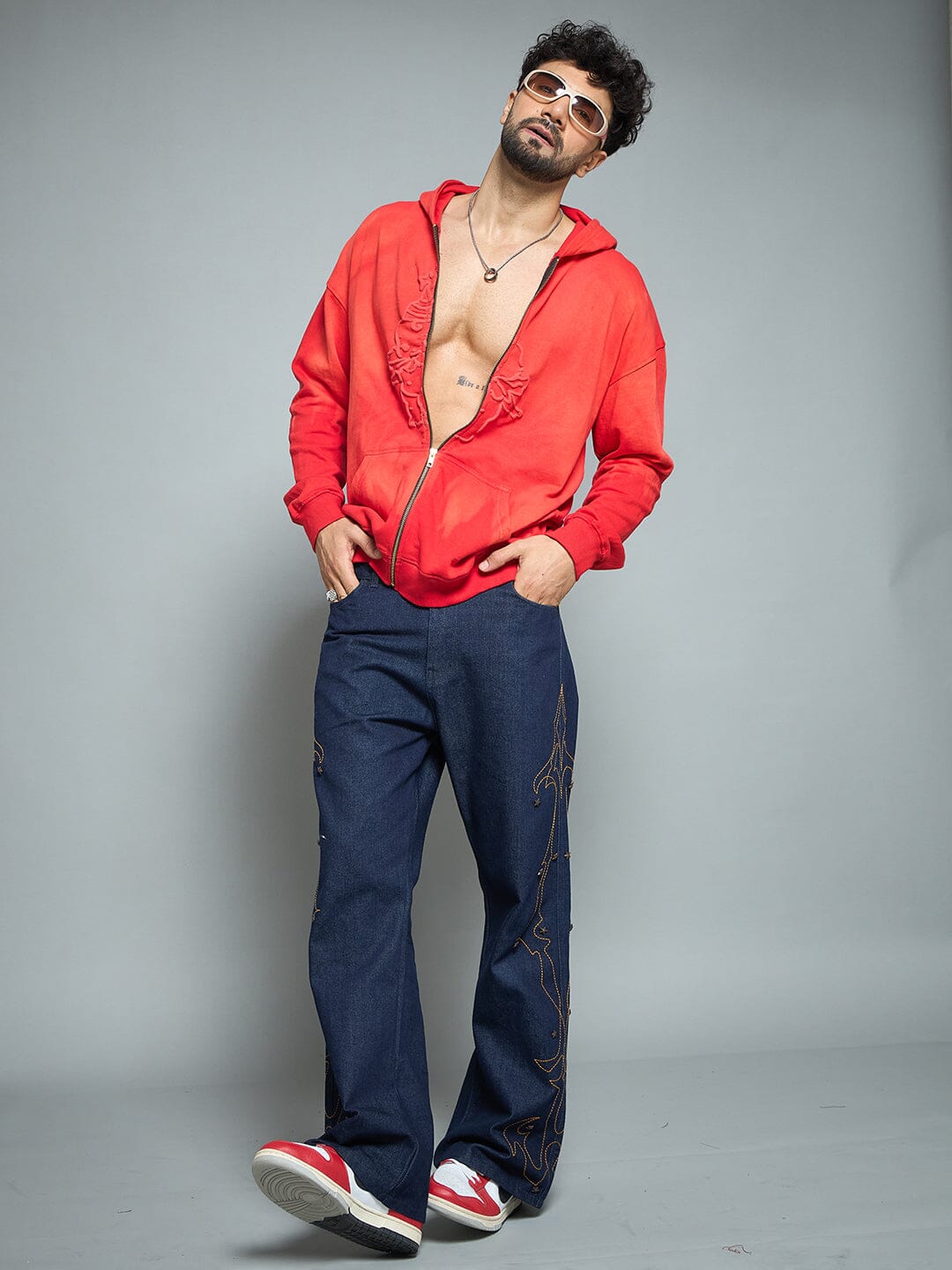 Red Washed Birthday Boy Zipped Hooded Sweatshirt