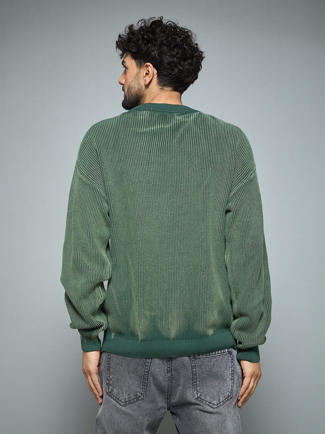 Green Overdyed Knitted Sweater