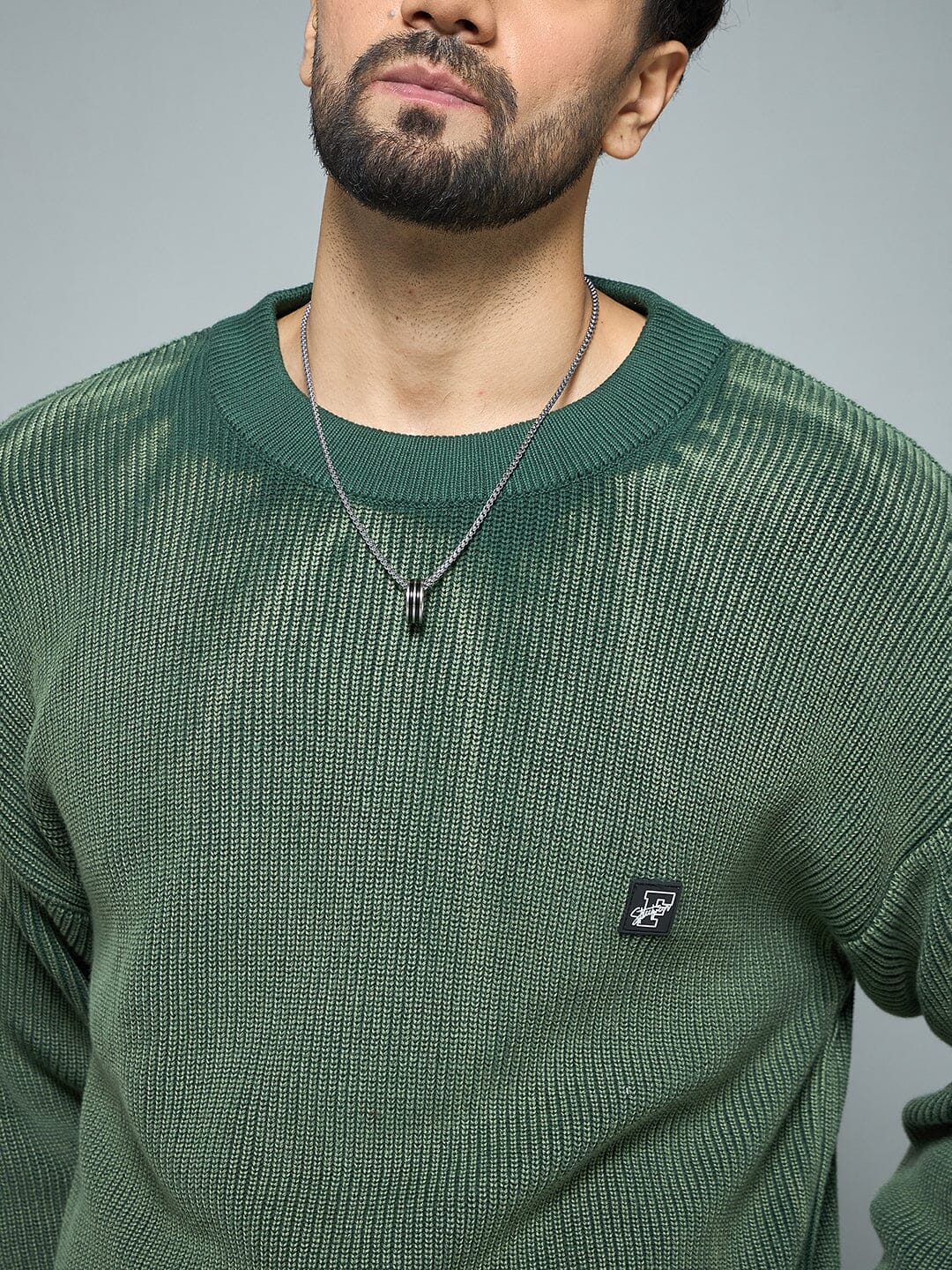 Green Overdyed Knitted Sweater