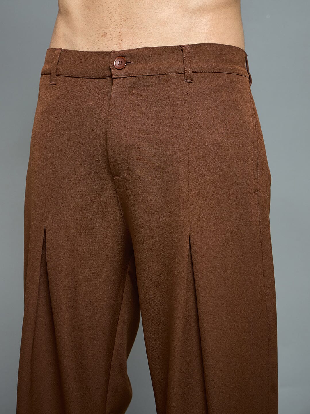Brown Pleated Korean Pants