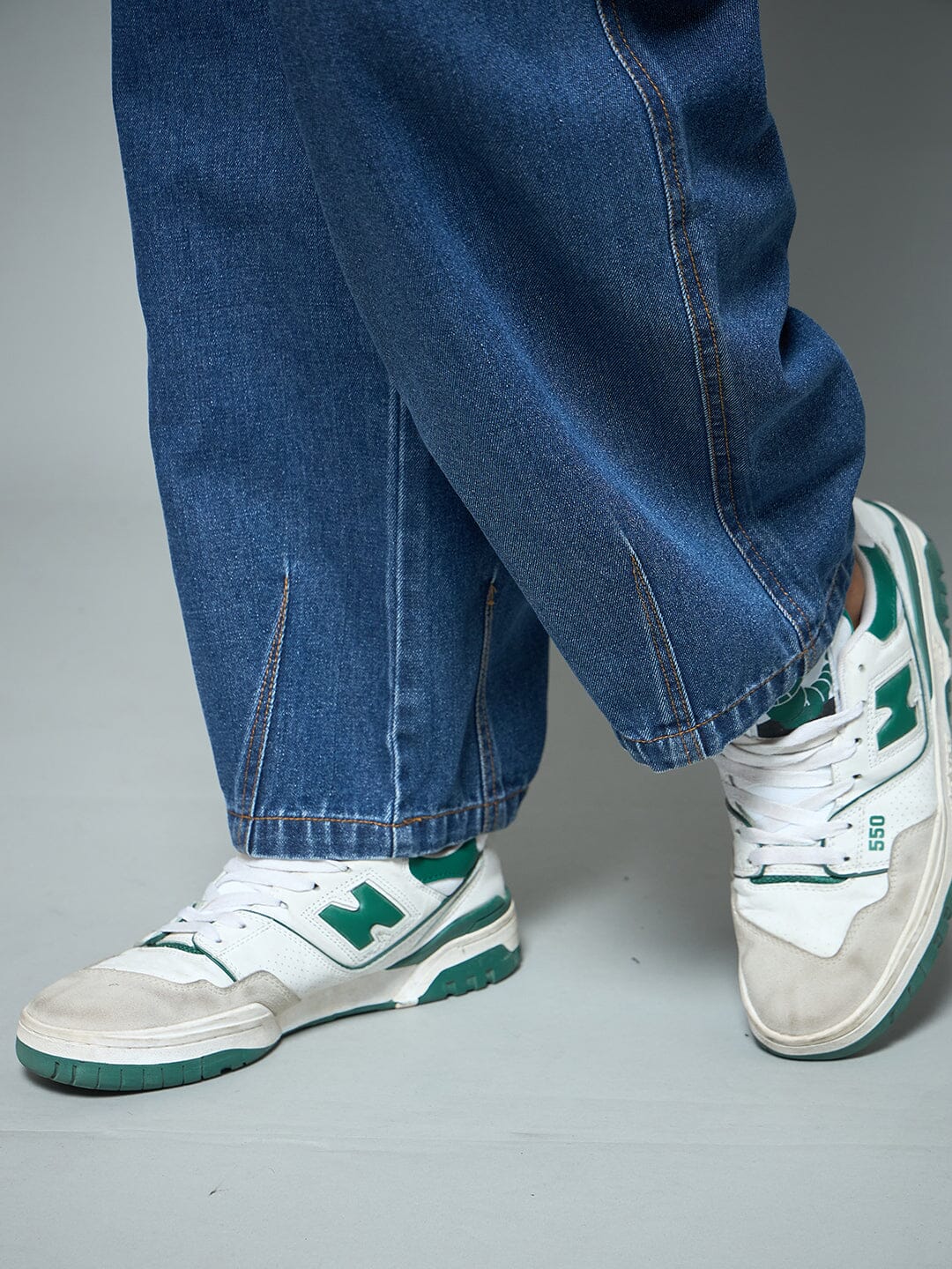 Indigo Pleated Barrel Fit Denim