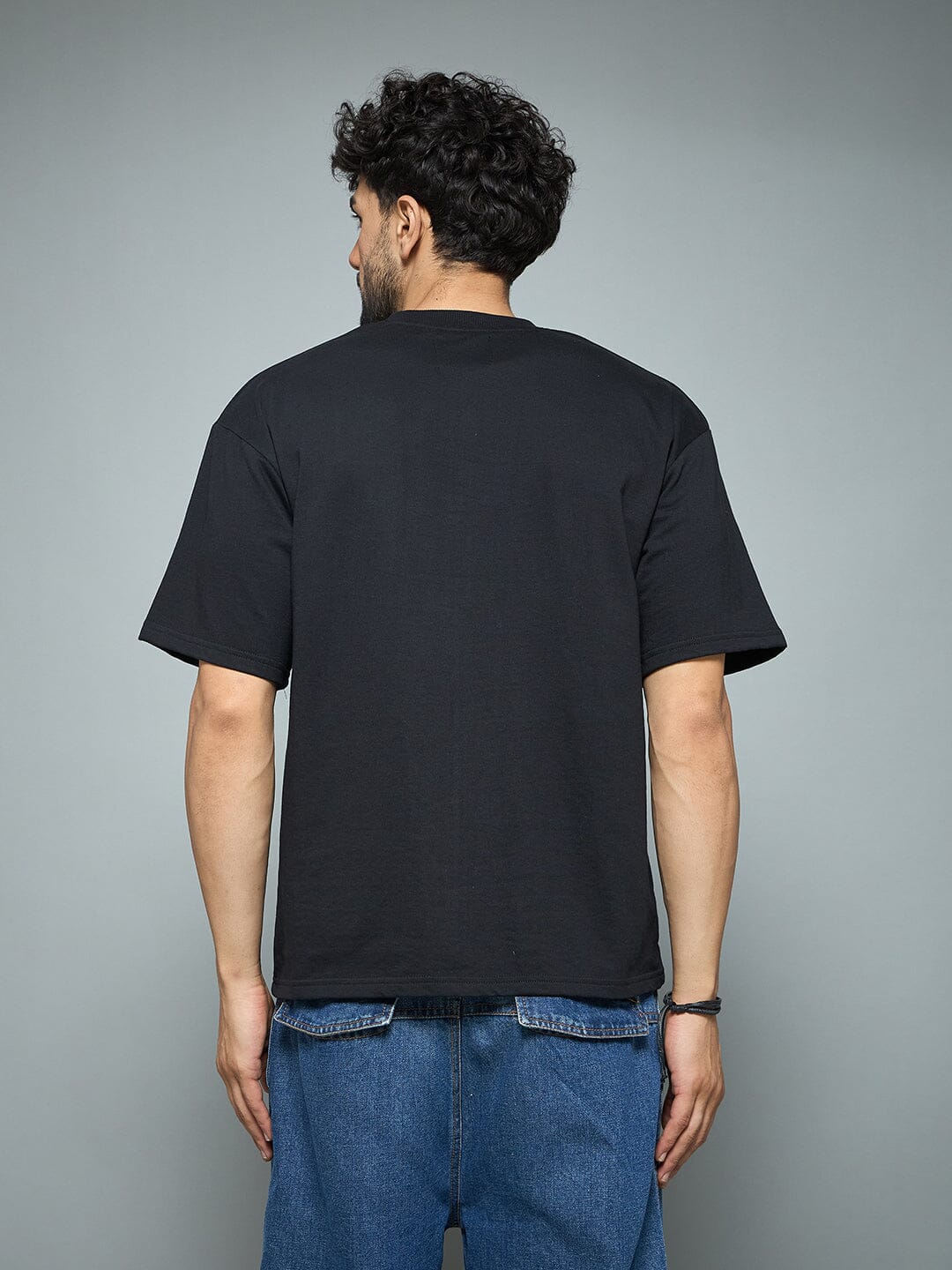 Black Faux Flat Look Cut and Sew Tshirt