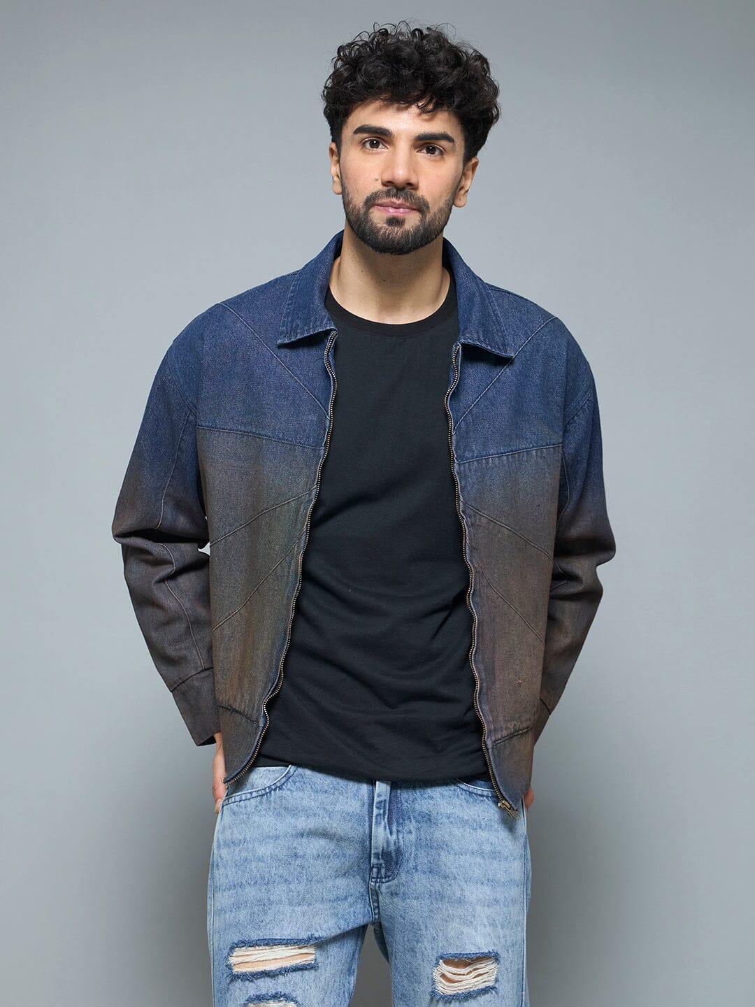 Denim Vintage Wash Harrington Jacket