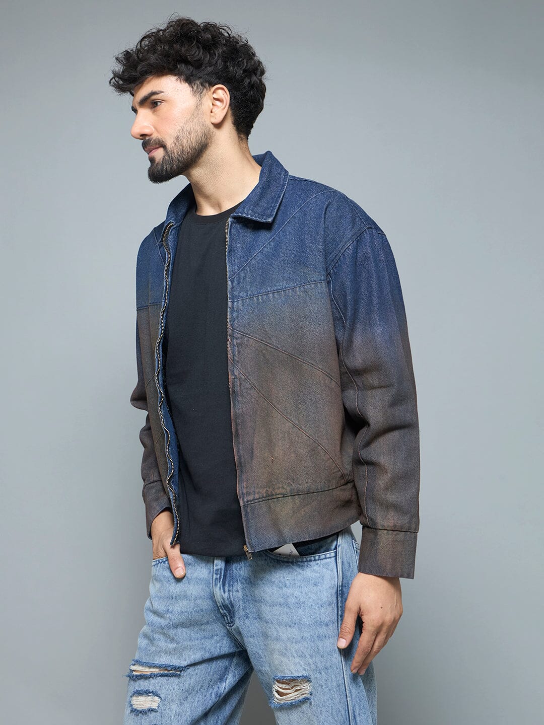 Denim Vintage Wash Harrington Jacket