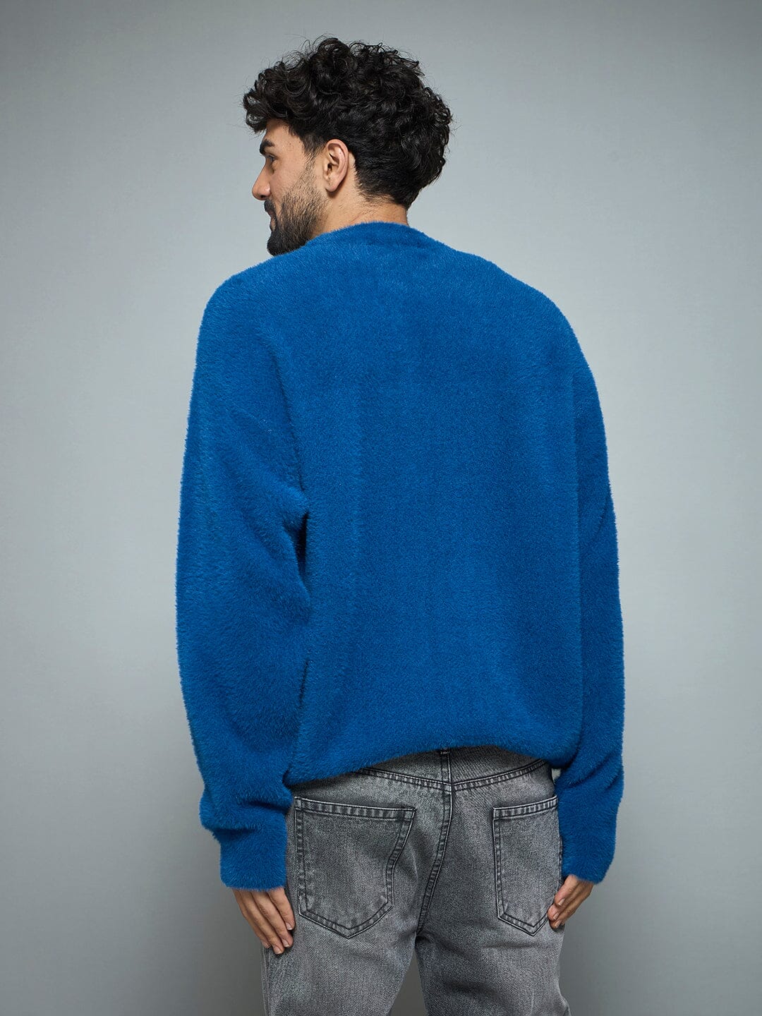 Blue Mohair Mother Mary Knitted Sweater