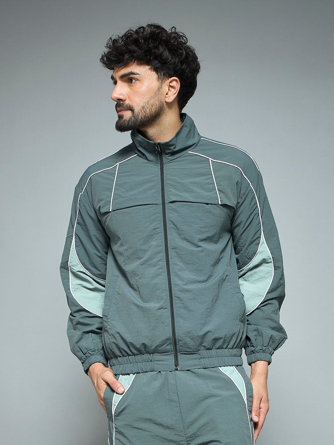 Bottle Green Parachute Cut & Sew Jacket