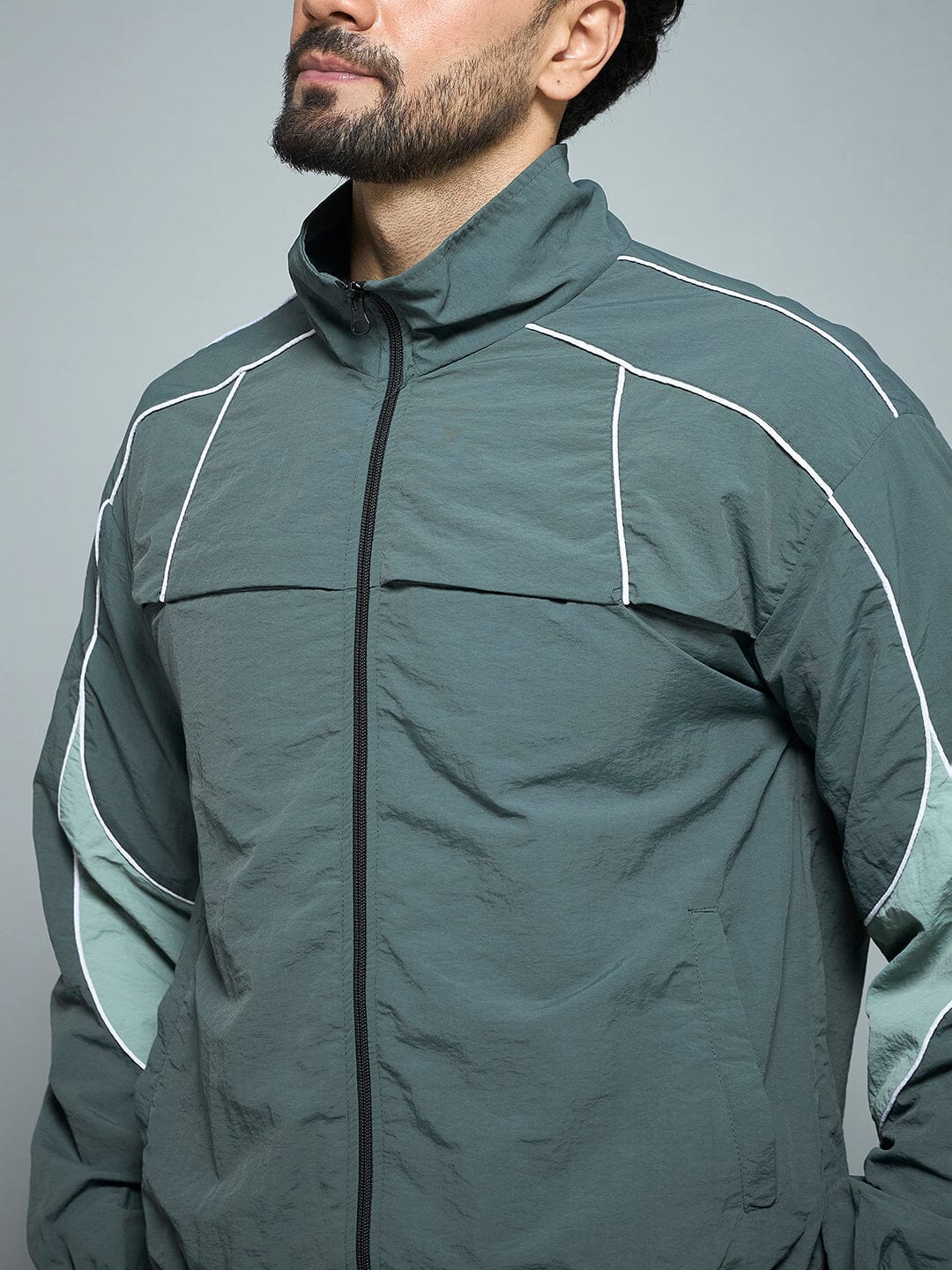 Bottle Green Parachute Cut & Sew Jacket