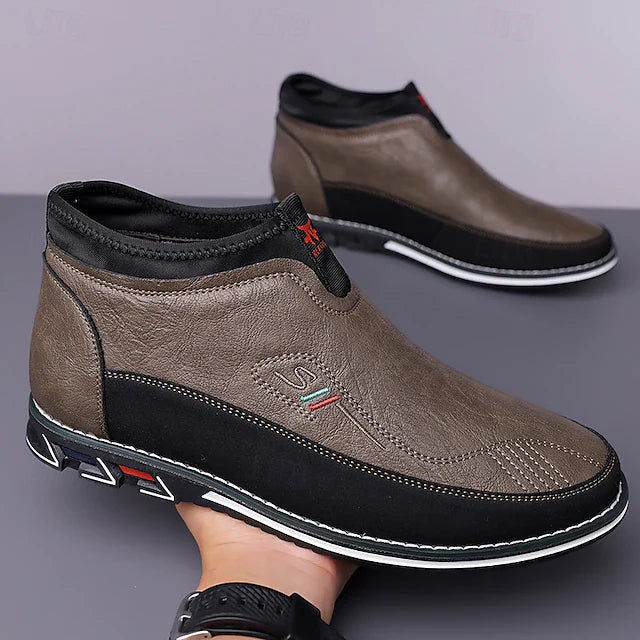 Men's Slip-On Casual Loafers with Faux Leather and Dual-Tone Design – Comfortable and Stylish for Everyday Wear