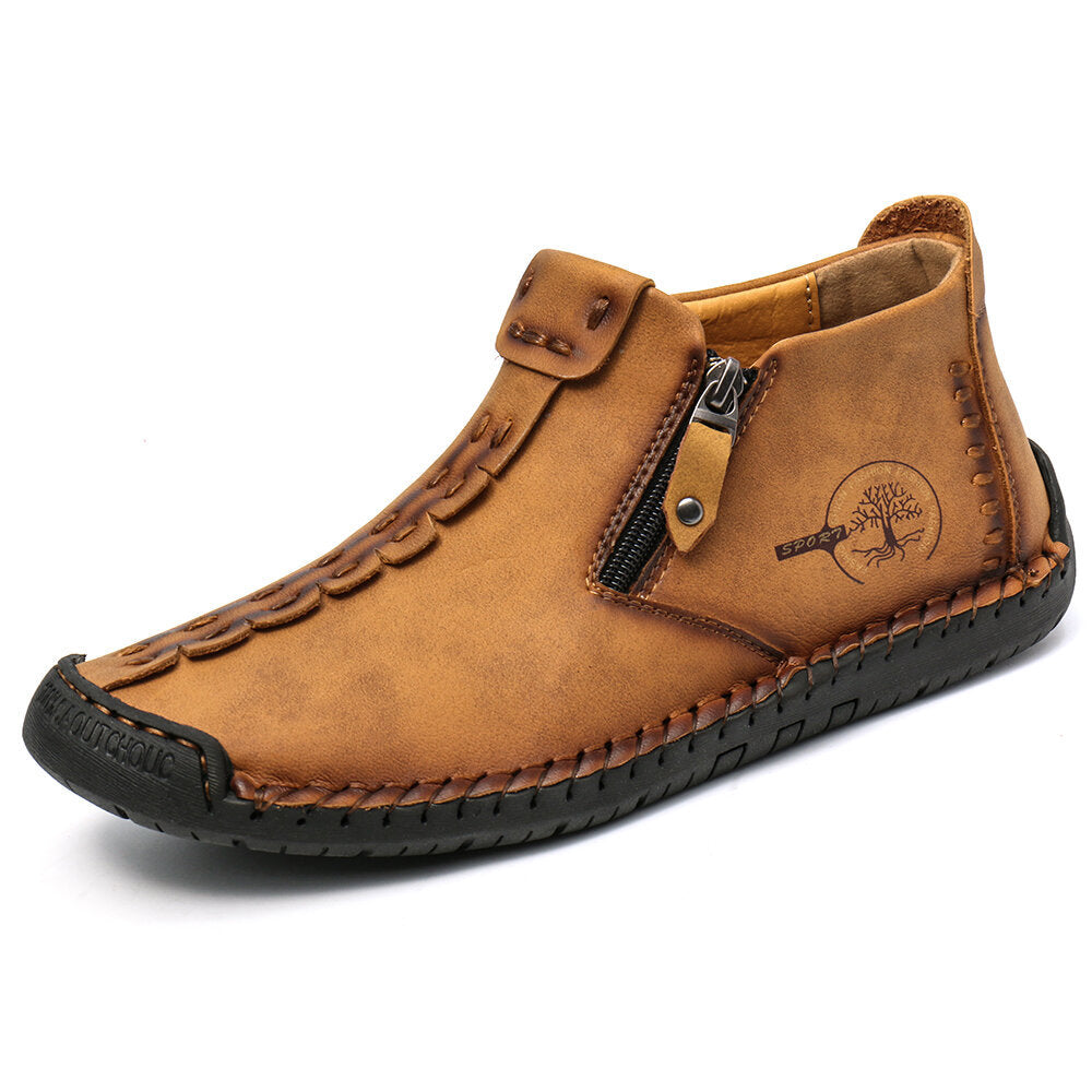Men’s Octopus High-Top Zipper Boots Outdoor Casual Handmade Work Boots