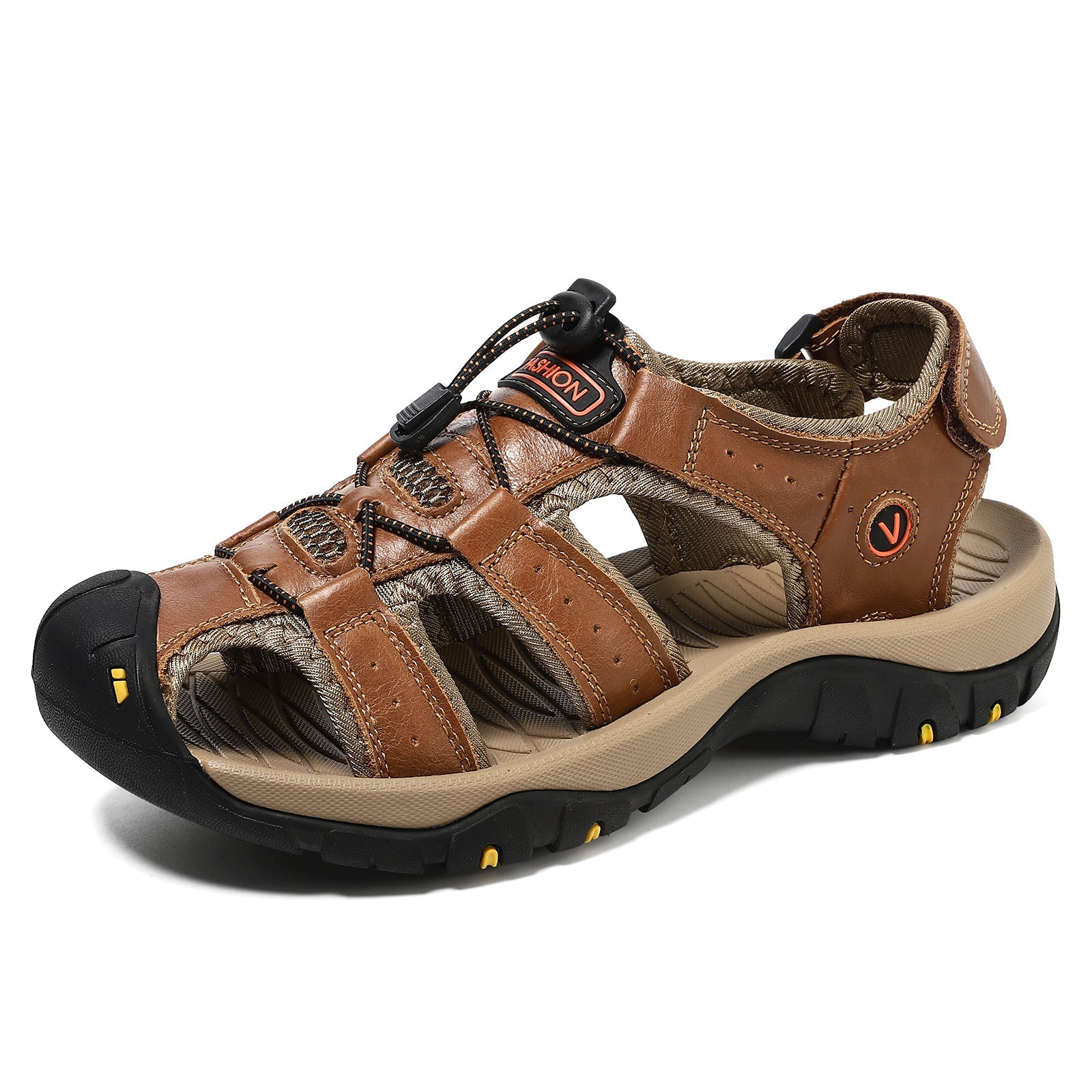 Men’s Summer Sandals Genuine Leather Beach Shoes with MD Midsole and Handcrafted Non Slip Slip Ons
