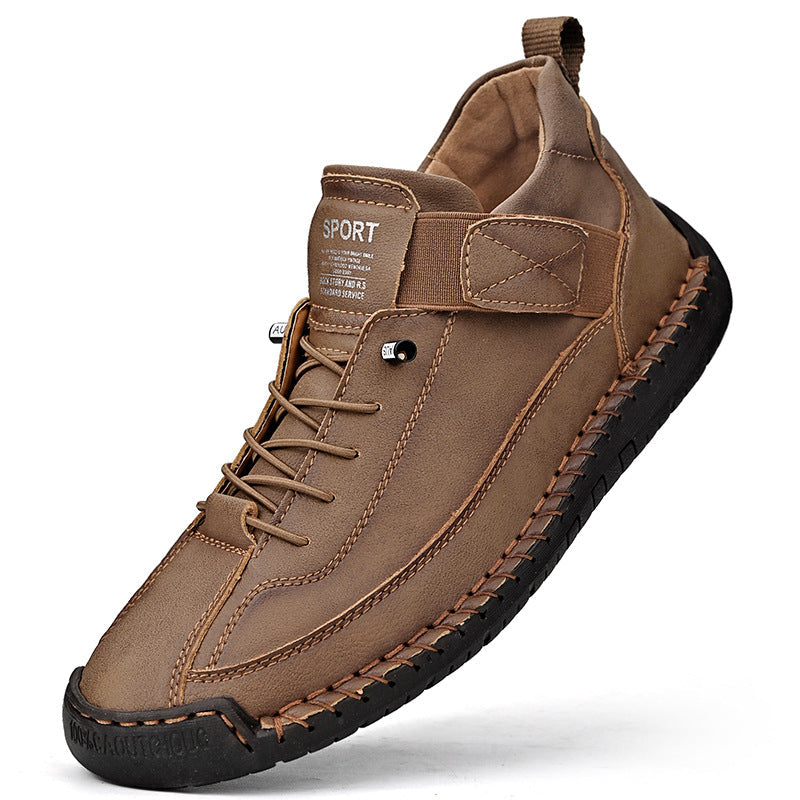 Autumn/Winter Vintage Men’s Mid-Top Martin Boots Outdoor Casual Work Shoes with Stitching