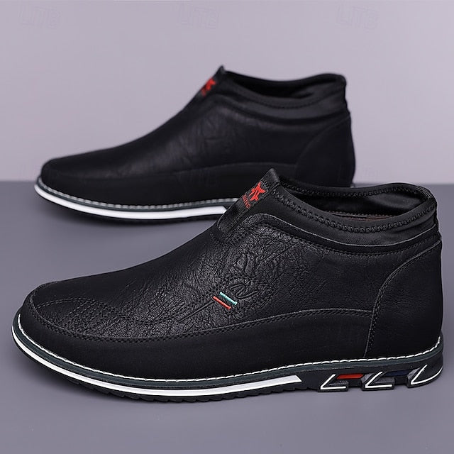 Men's Slip-On Casual Loafers with Faux Leather and Dual-Tone Design – Comfortable and Stylish for Everyday Wear