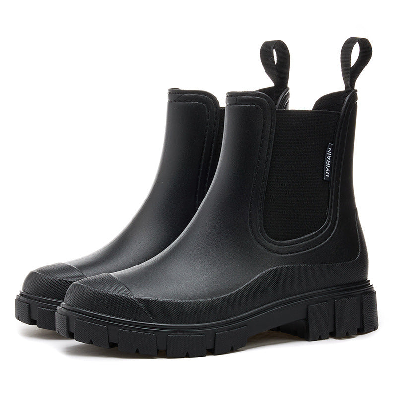 2026 New Women's Short Chelsea Rain Boots Trendy Waterproof Anti Slip Outdoor Footwear for Adults Comfortable Stylish Durable Waterproof Boots Fashion Rain Shoes Women's Outdoor Boots