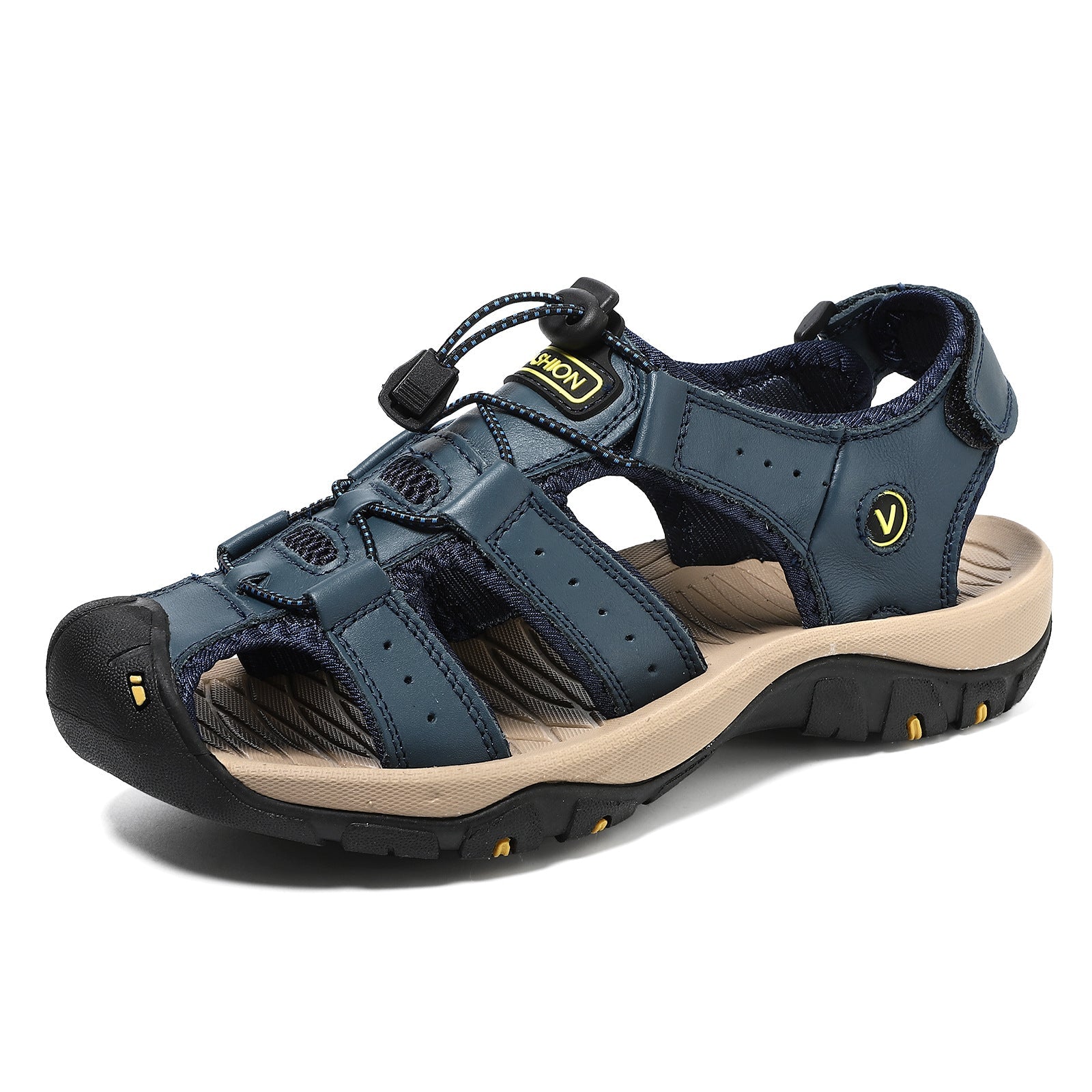 Men’s Summer Sandals Genuine Leather Beach Shoes with MD Midsole and Handcrafted Non Slip Slip Ons