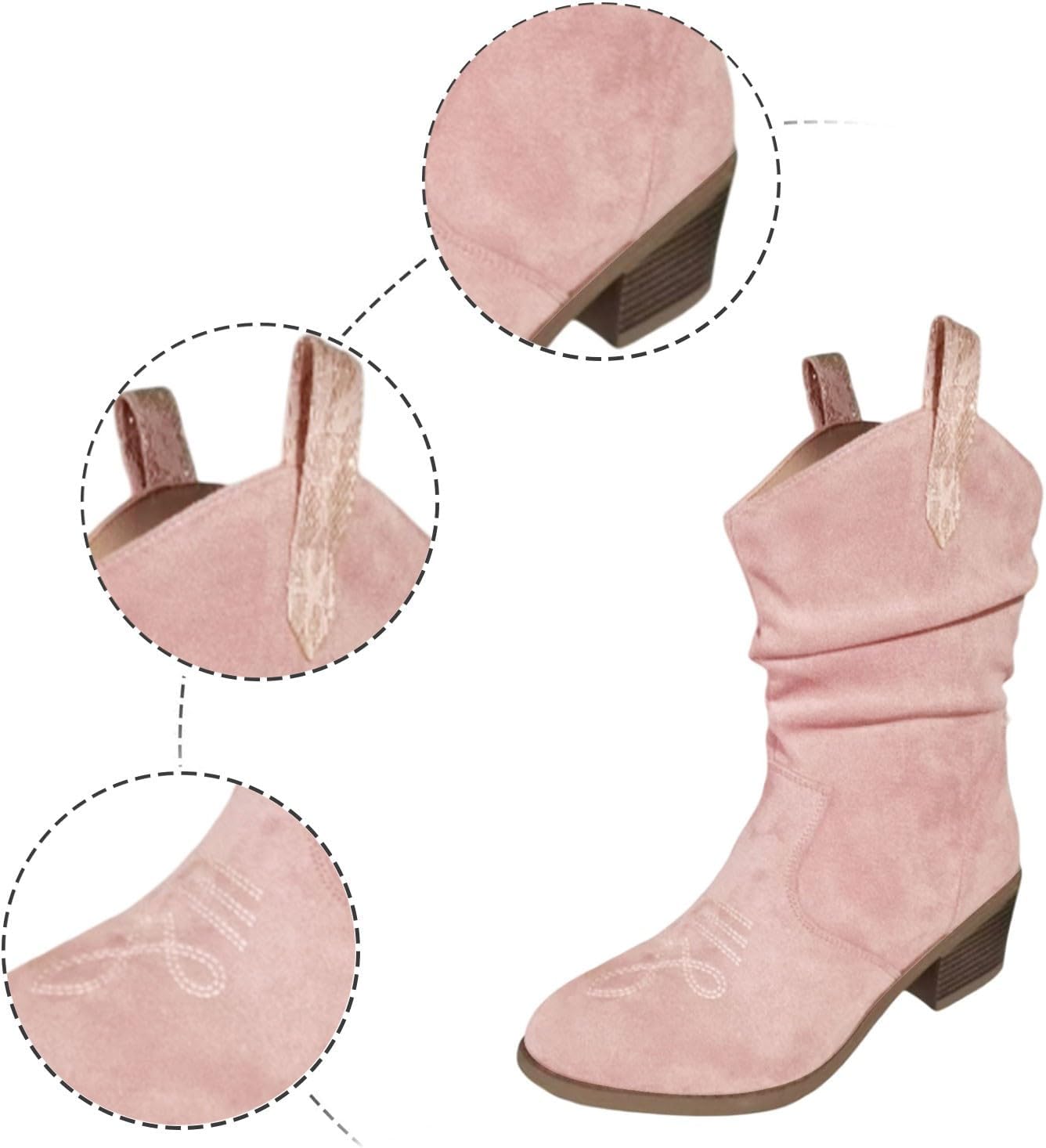 Women's Western Tassel Boots - Braided Buckle Cowboy Ankle Boots with Block Heel & Pointed Toe (US 5-10)