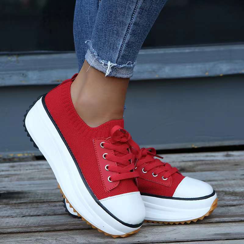 Women's Plus Size Casual Platform Knit Breathable Outdoor Sports Shoes