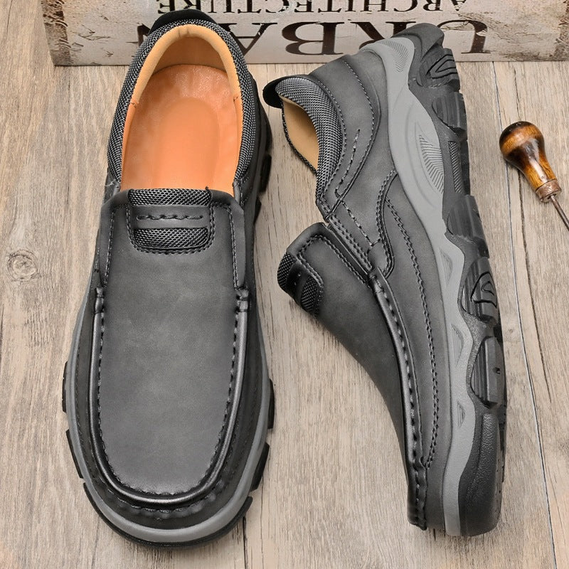 Hot-Selling Men's Leather Loafers – 2025 Spring New Style Slip-On Shoes