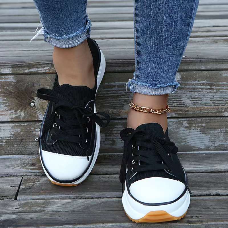 Women's Plus Size Casual Platform Knit Breathable Outdoor Sports Shoes