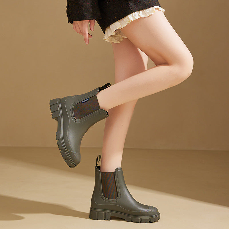 2026 New Women's Short Chelsea Rain Boots Trendy Waterproof Anti Slip Outdoor Footwear for Adults Comfortable Stylish Durable Waterproof Boots Fashion Rain Shoes Women's Outdoor Boots