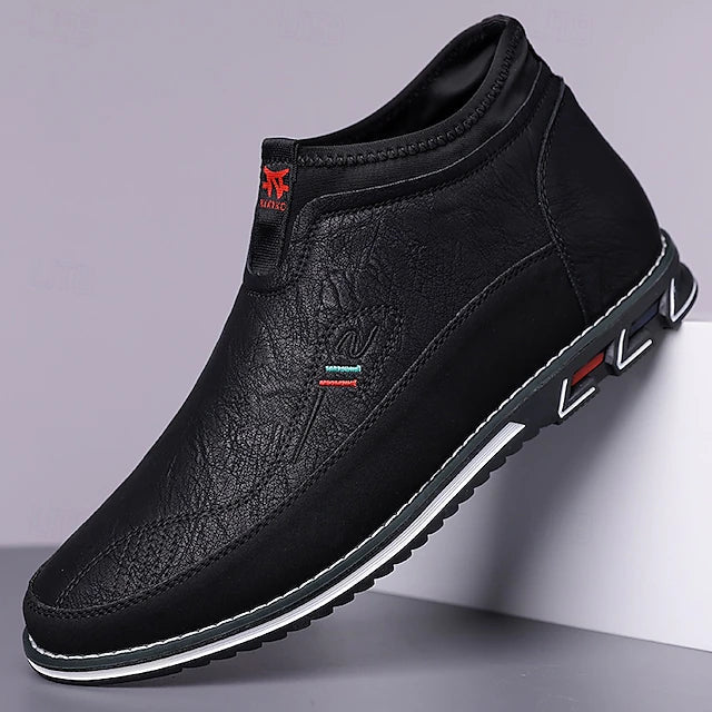Men's Slip-On Casual Loafers with Faux Leather and Dual-Tone Design – Comfortable and Stylish for Everyday Wear