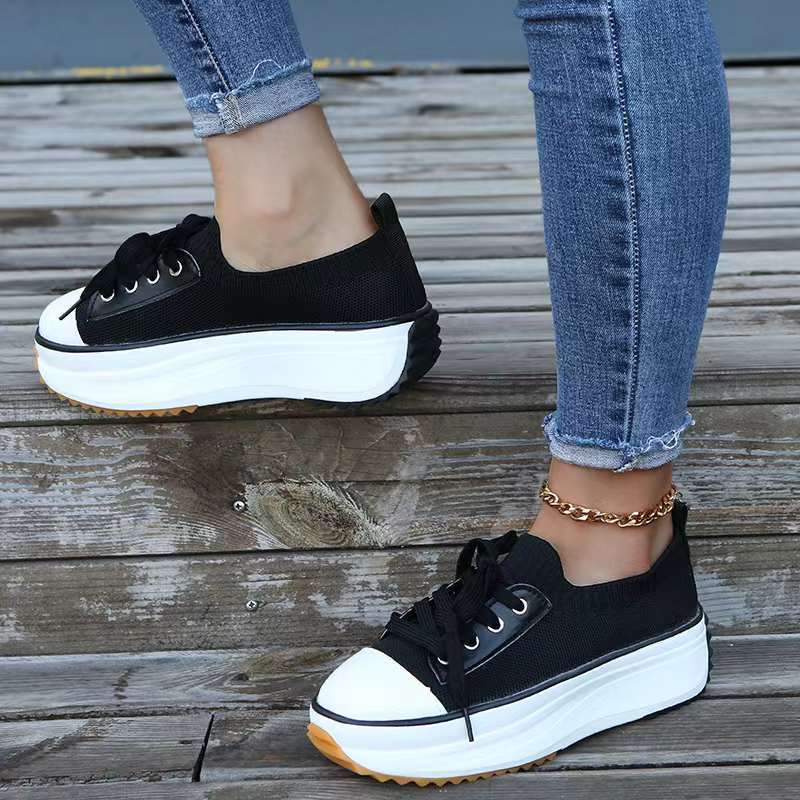 Women's Plus Size Casual Platform Knit Breathable Outdoor Sports Shoes