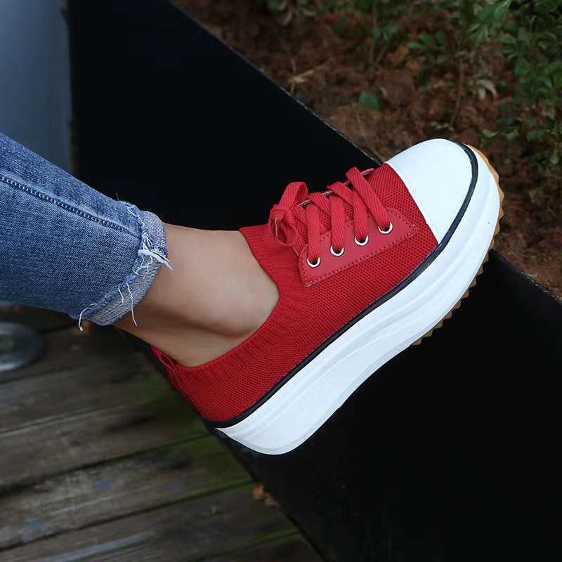 Women's Plus Size Casual Platform Knit Breathable Outdoor Sports Shoes