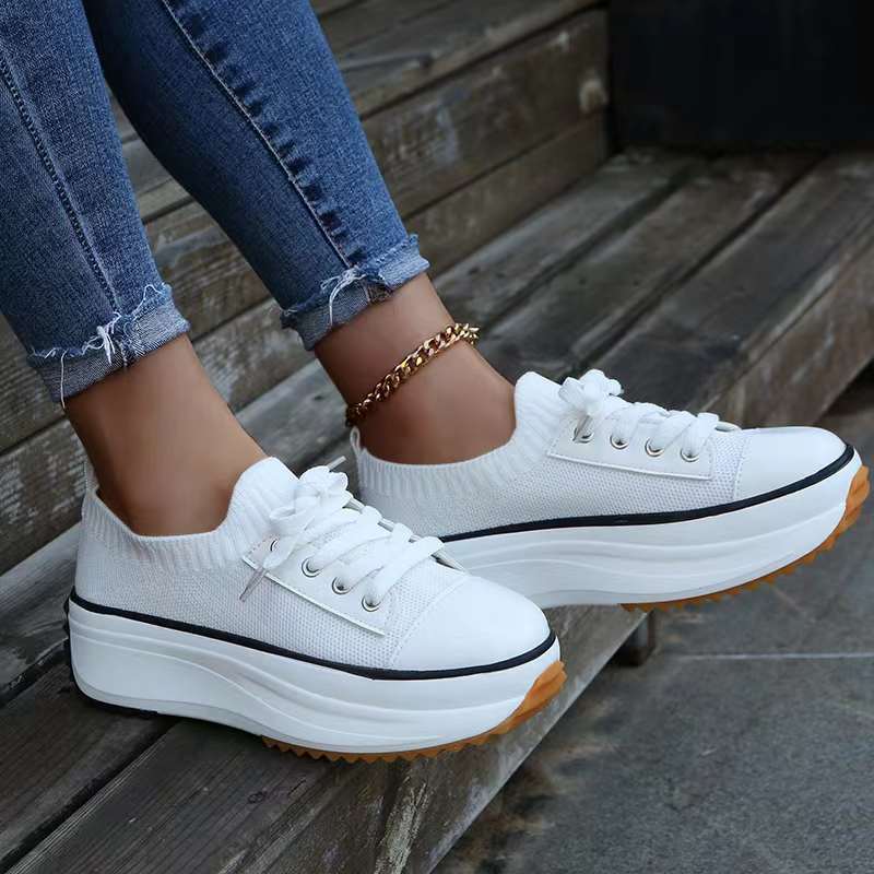 Women's Plus Size Casual Platform Knit Breathable Outdoor Sports Shoes