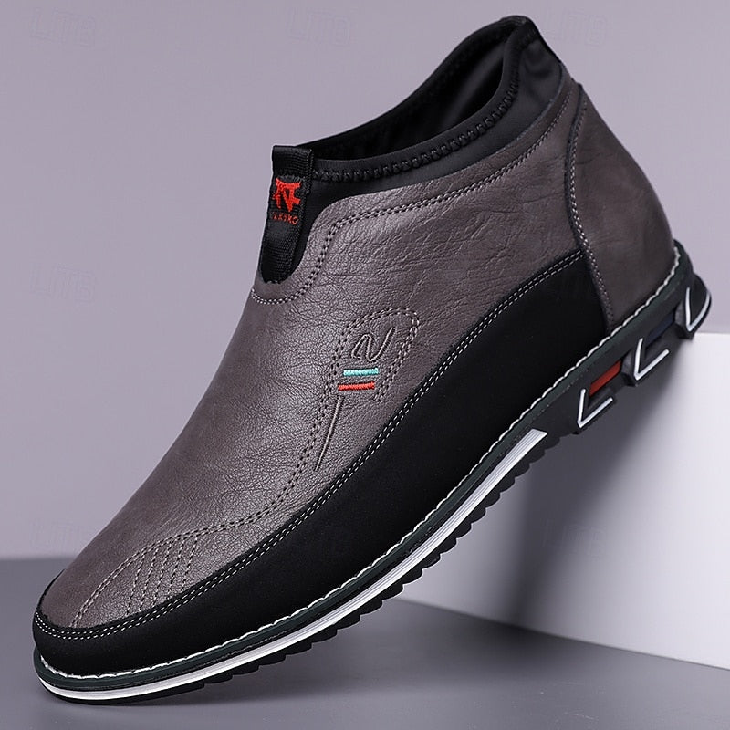 Men's Slip-On Casual Loafers with Faux Leather and Dual-Tone Design – Comfortable and Stylish for Everyday Wear