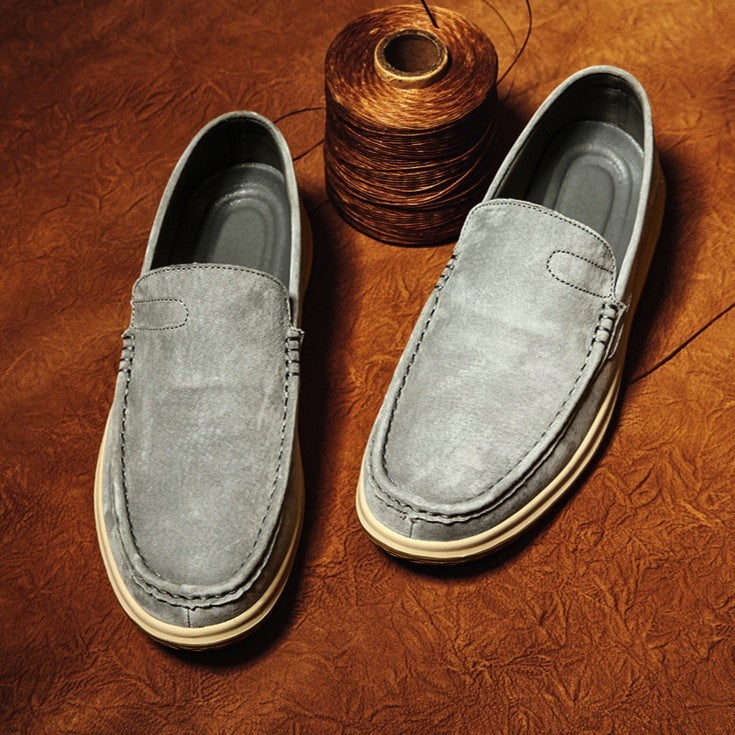 Men's Handmade Suede Lazy Loafers Casual Breathable Slip-On Shoes