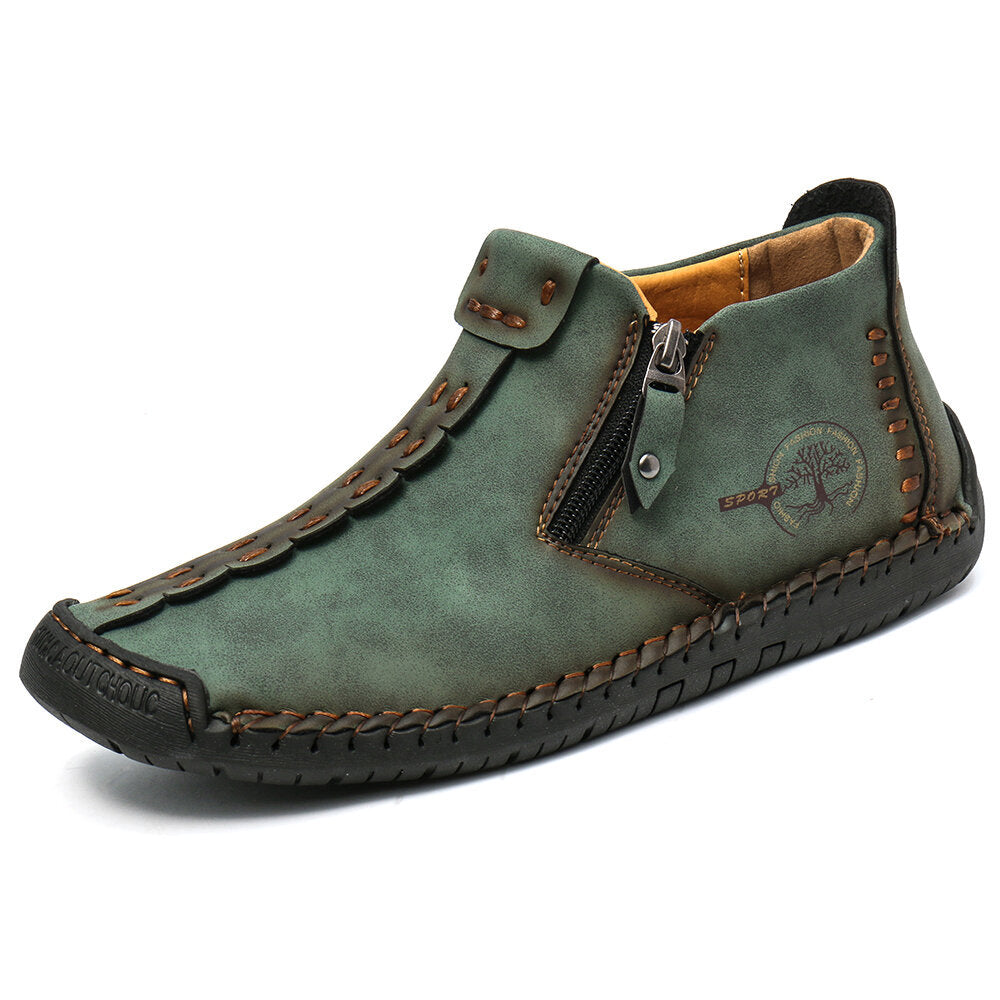 Men’s Octopus High-Top Zipper Boots Outdoor Casual Handmade Work Boots