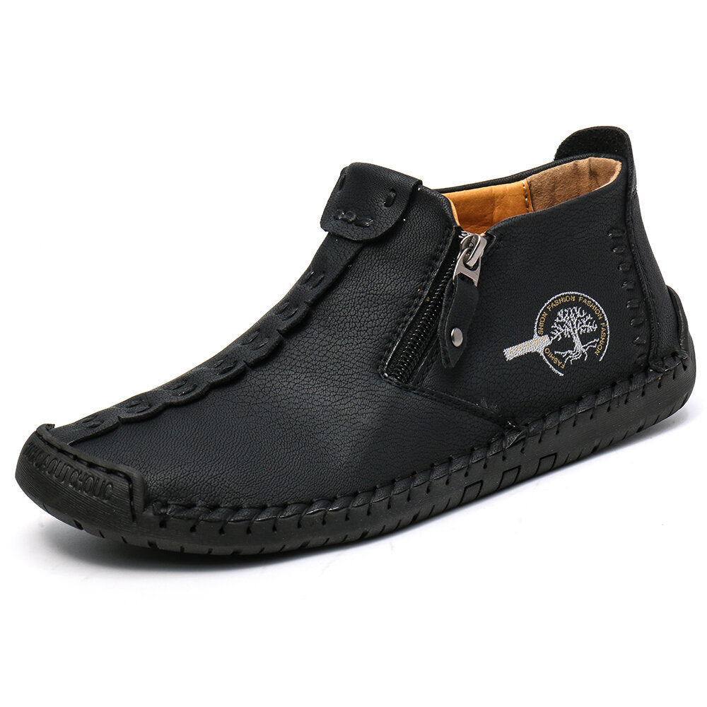 Men’s Octopus High-Top Zipper Boots Outdoor Casual Handmade Work Boots