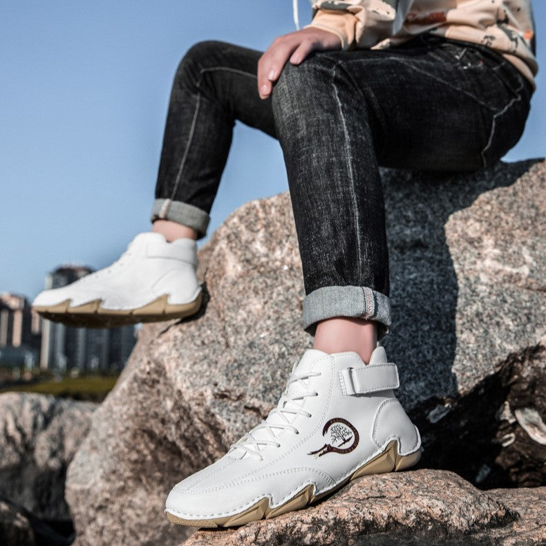 Men's High-Top Winter Suede Martin Boots with Warm Fleece Lining Handmade Casual Boots