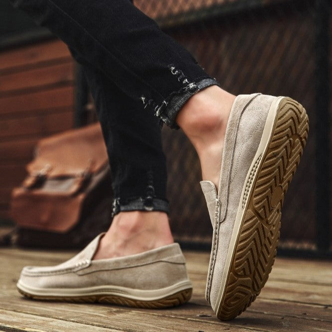 Men's Handmade Suede Lazy Loafers Casual Breathable Slip-On Shoes