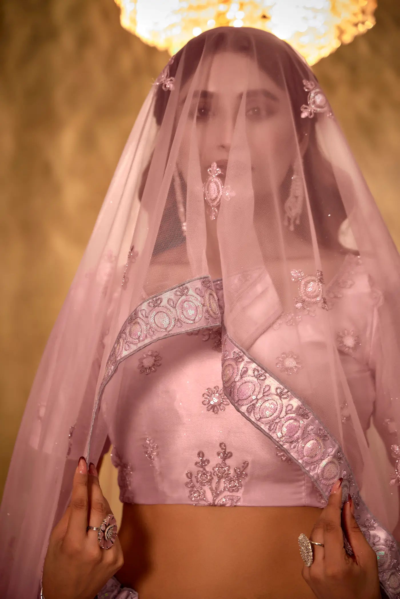 Peach Net Thread & Sequence Embroidery Work Lehenga Choli - qivii