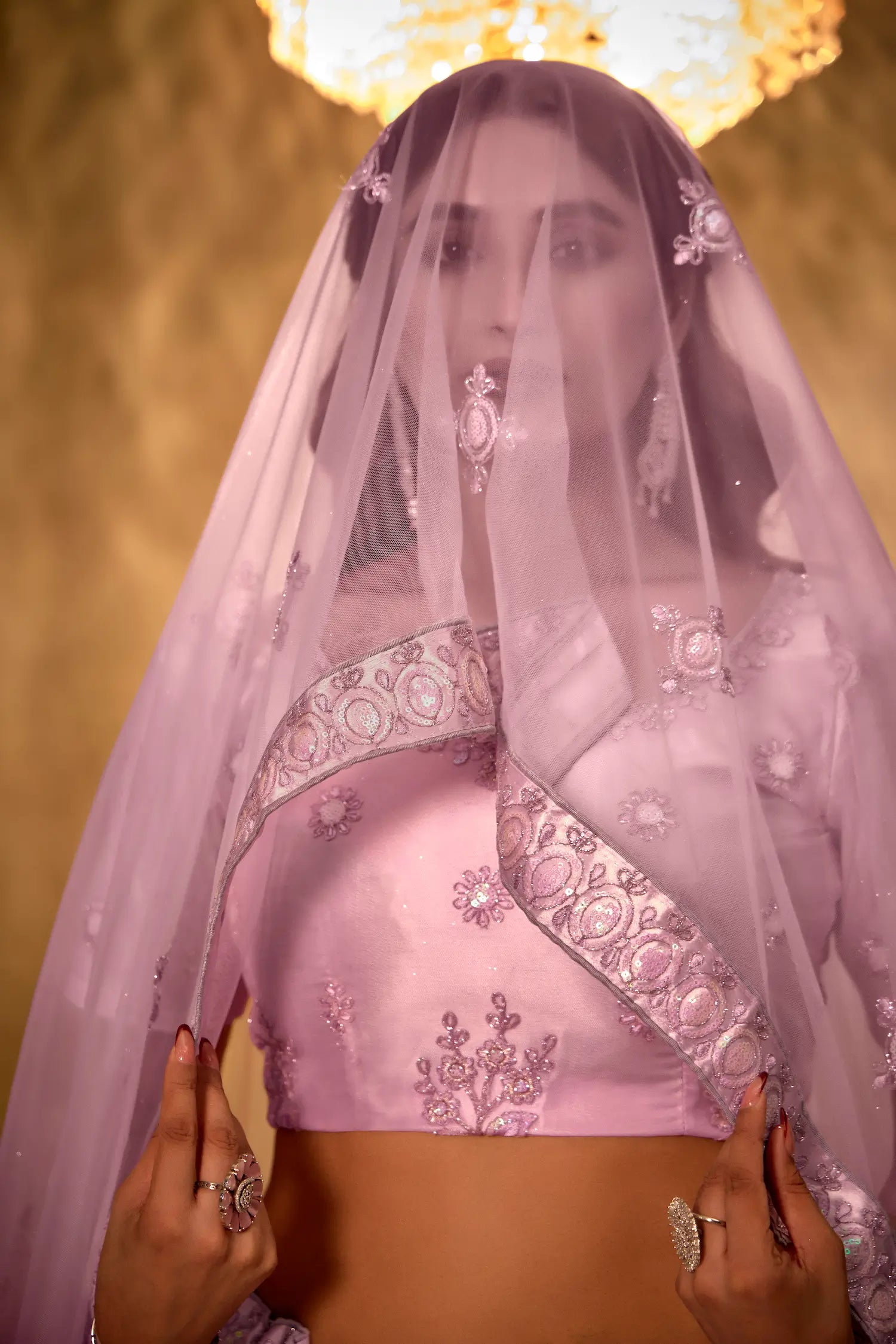 Light Pink Net Thread & Sequence Embroidery Work Lehenga Choli - qivii