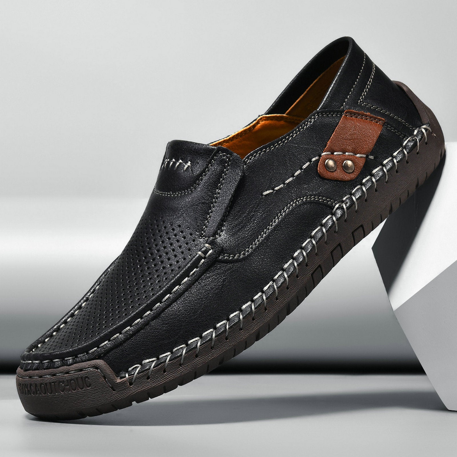 Handmade Men's Slip-On Loafers Casual Outdoor Genuine Leather Shoes