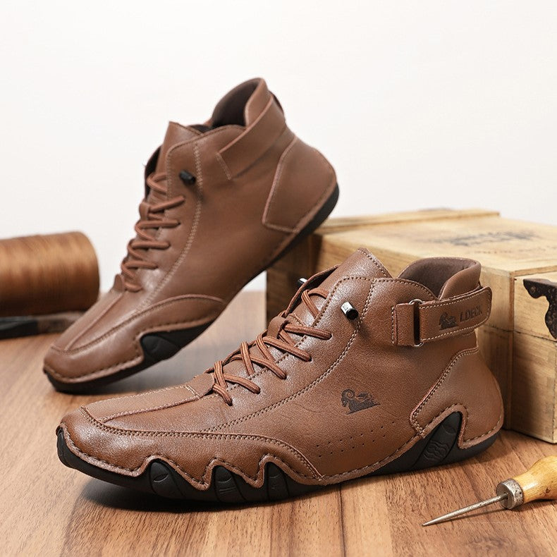Men’s Octopus High-Top Lace-Up Hand-Sewn Leisure Boots