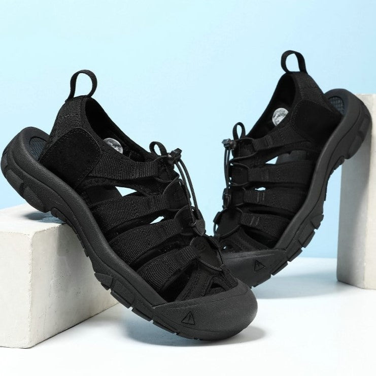 Men’s Summer Handmade Sandals Thick Sole Closed-toe Beach Shoes